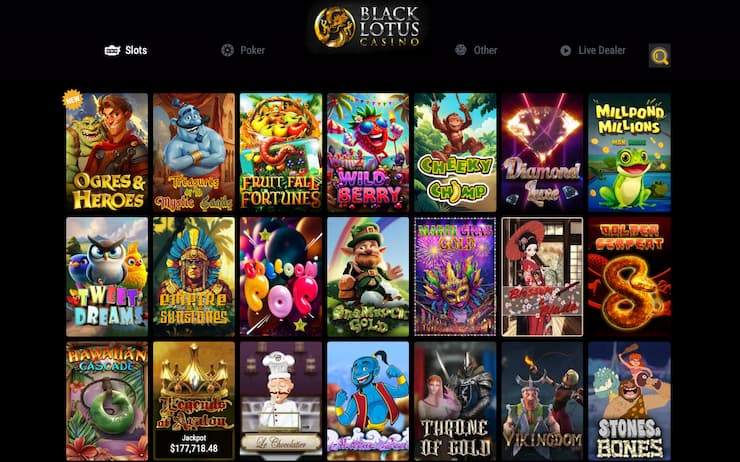 An image of the casino screen from Black Lotus, a popular online option among real money casinos.